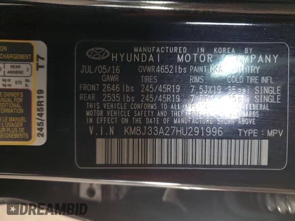 2017 Hyundai Tucson Sport with VIN KM8J33A27HU291996, listed as a Copart auction lot 91483195 with 217,792 mi miles and Clean title. Bid and sale history available at DreamBid. Image 12.