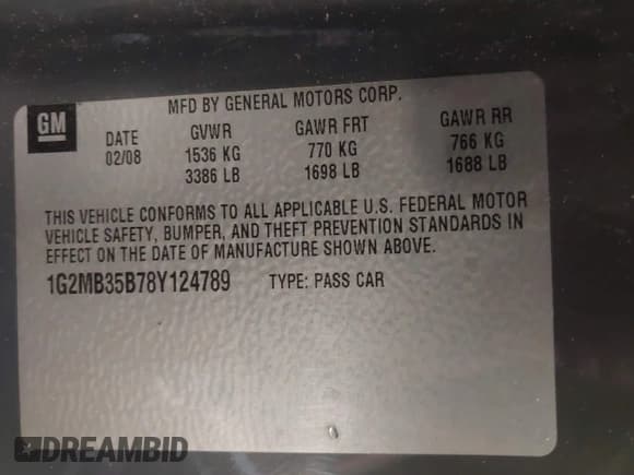 ✅ 2008 Pontiac Solstice • VIN: 1G2MB35B78Y124789 • Lot: 41933954. Wystawiony na IAAI z przebiegiem 140 272 mil. Bezpłatny archiwum sprzedaży aukcyjnych z USA i szczegółowy raport historii pojazdu na DreamBid. Zdjęcie 9.