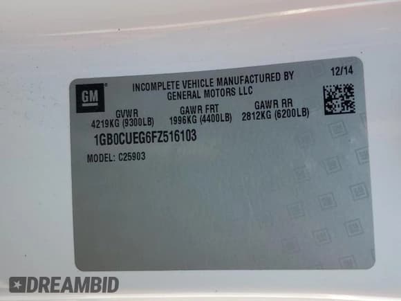 ✅ 2015 Chevrolet Silverado 2500HD Work Truck • VIN: 1GB0CUEG6FZ516103 • Lot: 80951675. Wystawiony na Copart z przebiegiem 356 131 mil. Bezpłatny archiwum sprzedaży aukcyjnych z USA i szczegółowy raport historii pojazdu na DreamBid. Zdjęcie 12.