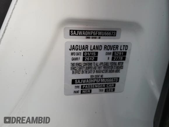 ✅ 2015 Jaguar XF Supercharged • VIN: SAJWA0HP6FMU66673 • Lot: 58704343. Wystawiony na Copart z przebiegiem 63 229 mil. Bezpłatny archiwum sprzedaży aukcyjnych z USA i szczegółowy raport historii pojazdu na DreamBid. Zdjęcie 12.