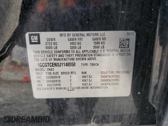 ✅ 2018 Chevrolet Colorado 4WD LT • VIN: 1GCGTCEN0J1148558 • Лот: 81397345. Опубликован ранее на Copart с пробегом 118 071 миль. Бесплатный доступ к архиву аукционных продаж из США и подробный отчёт об истории автомобиля на DreamBid. Изображение 12.