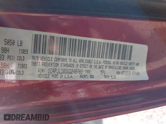 ✅ 2019 Jeep Cherokee Limited • VIN: 1C4PJLDB5KD248703 • Лот: 42408260. Опубликован ранее на IAAI с пробегом 85 059 миль. Бесплатный доступ к архиву аукционных продаж из США и подробный отчёт об истории автомобиля на DreamBid. Изображение 9.