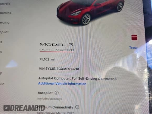 ✅ 2021 Tesla Model 3 Performance • VIN: 5YJ3E1ECXMF913718 • Lot: 95115065. Wystawiony na Copart z przebiegiem 75 162 mil. Bezpłatny archiwum sprzedaży aukcyjnych z USA i szczegółowy raport historii pojazdu na DreamBid. Zdjęcie 9.