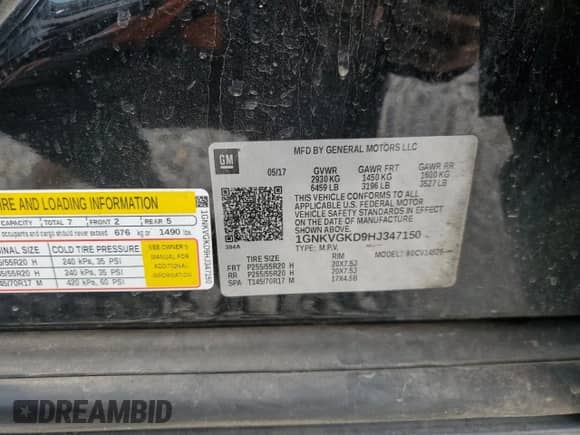 2017 Chevrolet Traverse LT with VIN 1GNKVGKD9HJ347150, listed as a Copart auction lot 85074965 with 149,269 mi miles and Clean title. Bid and sale history available at DreamBid. Image 13.