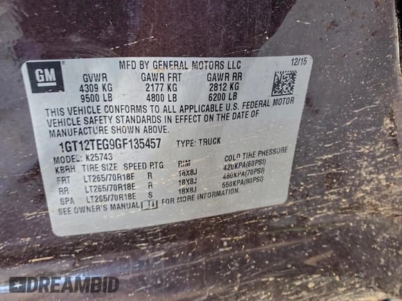 ✅ 2016 GMC Sierra 2500HD SLT • VIN: 1GT12TEG9GF135457 • Lot: 95361515. Listed on Copart with 74,762 mi. Free auction sales archive from the USA and detailed vehicle history report at DreamBid. Image 12.