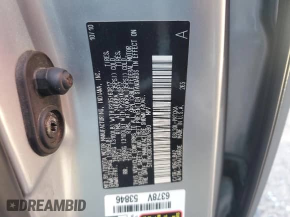 2011 Toyota Sienna XLE AAS с VIN 5TDYK3DC7BS087690, выставлен на аукционе Copart как лот 70383775 с пробегом 142 414 миль миль и Списание • Salvage title. История ставок и продаж доступна на DreamBid. Изображение 13.