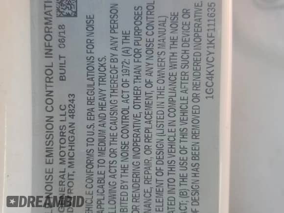 2019 Chevrolet Silverado 3500HD Work Truck с VIN 1GC4KVCY1KF111635, выставлен на аукционе Copart как лот 45730965 с пробегом Не указан миль и Списание • Salvage title. История ставок и продаж доступна на DreamBid. Изображение 12.