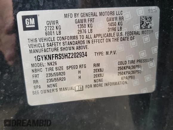 ✅ 2017 Cadillac XT5 Platinum AWD • VIN: 1GYKNFRS5HZ202934 • Lot: 89576005. Listed on Copart with 91,457 mi. Free auction sales archive from the USA and detailed vehicle history report at DreamBid. Image 13.