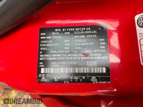 ✅ 2012 Ford Transit Connect XL • VIN: NM0LS7ANXCT114338 • Lot: 61605305. Listed on Copart with 88,014 mi. Free auction sales archive from the USA and detailed vehicle history report at DreamBid. Image 10.