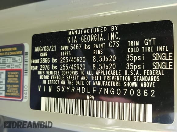 ✅ 2022 Kia Sorento X-Line EX • VIN: 5XYRHDLF7NG070362 • Lot: 42041071. Wystawiony na IAAI z przebiegiem 54 129 mil. Bezpłatny archiwum sprzedaży aukcyjnych z USA i szczegółowy raport historii pojazdu na DreamBid. Zdjęcie 9.