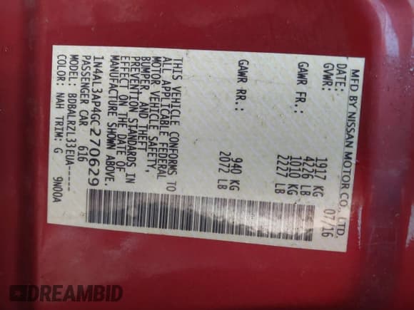 ✅ 2016 Nissan Altima SR • VIN: 1N4AL3AP4GC270629 • Lot: 42891090. Wystawiony na IAAI z przebiegiem 159 738 mil. Bezpłatny archiwum sprzedaży aukcyjnych z USA i szczegółowy raport historii pojazdu na DreamBid. Zdjęcie 9.