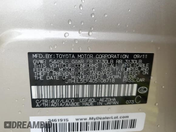 ✅ 2012 Lexus LS 460 • VIN: JTHBL5EF4C5108718 • Лот: 60070225. Опубликован ранее на Copart с пробегом 27 452 миль. Бесплатный доступ к архиву аукционных продаж из США и подробный отчёт об истории автомобиля на DreamBid. Изображение 12.