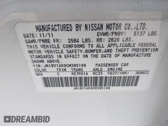 ✅ 2012 Infiniti M • VIN: JN1BY1AR9CM395199 • Lot: 43342134. Wystawiony na IAAI z przebiegiem Nie podano. Bezpłatny archiwum sprzedaży aukcyjnych z USA i szczegółowy raport historii pojazdu na DreamBid. Zdjęcie 9.
