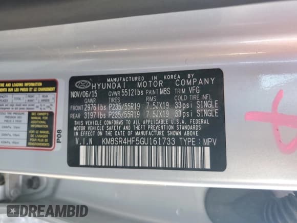 ✅ 2016 Hyundai Santa Fe Limited • VIN: KM8SR4HF5GU161733 • Лот: 90543115. Опубликован ранее на Copart с пробегом 110 591 миль. Бесплатный доступ к архиву аукционных продаж из США и подробный отчёт об истории автомобиля на DreamBid. Изображение 13.