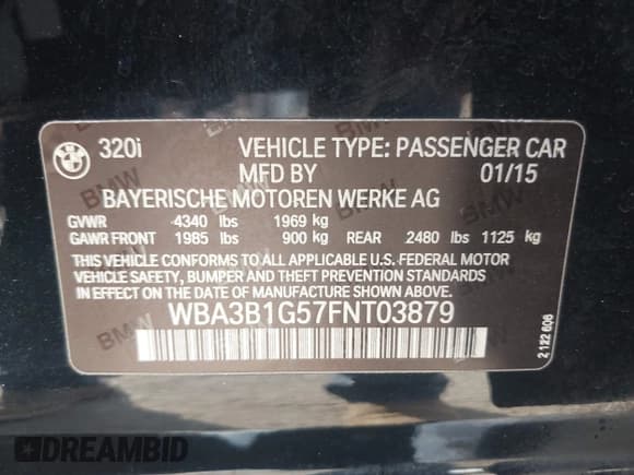 ✅ 2015 BMW 3 Series 320i • VIN: WBA3B1G57FNT03879 • Лот: 43497558. Опубликован ранее на IAAI с пробегом 144 780 миль. Бесплатный доступ к архиву аукционных продаж из США и подробный отчёт об истории автомобиля на DreamBid. Изображение 9.