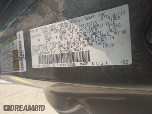 ✅ 2013 Toyota Tacoma • VIN: 5TFUU4EN5DX064470 • Лот: 42877148. Опубликован ранее на IAAI с пробегом 145 553 миль. Бесплатный доступ к архиву аукционных продаж из США и подробный отчёт об истории автомобиля на DreamBid. Изображение 9.