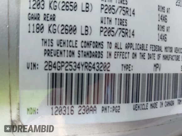 ✅ 2000 Dodge Caravan • VIN: 2B4GP2534YR643202 • Lot: 43611787. Wystawiony na IAAI z przebiegiem 219 266 mil. Bezpłatny archiwum sprzedaży aukcyjnych z USA i szczegółowy raport historii pojazdu na DreamBid. Zdjęcie 9.