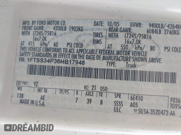 ✅ 2006 Ford Econoline Cargo Recreational • VIN: 1FTSS34P36HB17948 • Lot: 42883646. Wystawiony na IAAI z przebiegiem Nie podano. Bezpłatny archiwum sprzedaży aukcyjnych z USA i szczegółowy raport historii pojazdu na DreamBid. Zdjęcie 9.