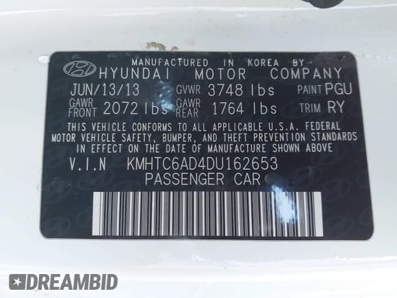 ✅ 2013 Hyundai Veloster w/Black Int • VIN: KMHTC6AD4DU162653 • Lot: 43849738. Wystawiony na IAAI z przebiegiem 178 593 mil. Bezpłatny archiwum sprzedaży aukcyjnych z USA i szczegółowy raport historii pojazdu na DreamBid. Zdjęcie 9.