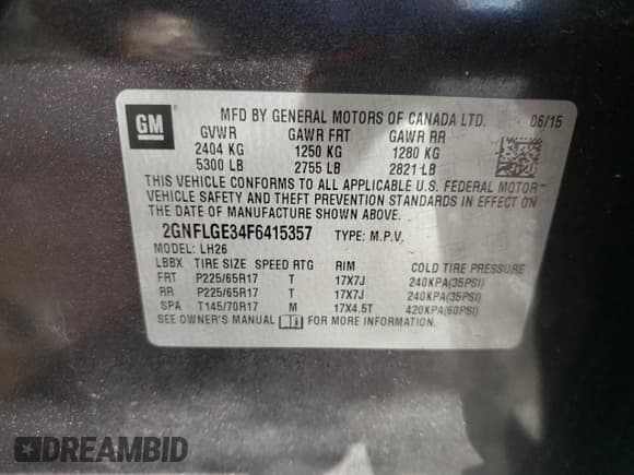 ✅ 2015 Chevrolet Equinox LT • VIN: 2GNFLGE34F6415357 • Лот: 92154085. Опубликован ранее на Copart с пробегом 77 997 миль. Бесплатный доступ к архиву аукционных продаж из США и подробный отчёт об истории автомобиля на DreamBid. Изображение 13.