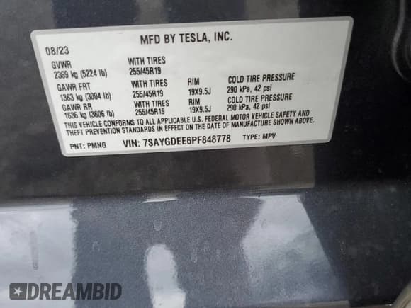 ✅ 2023 Tesla Model Y Long Range • VIN: 7SAYGDEE6PF848778 • Lot: 93710175. Wystawiony na Copart z przebiegiem 34 473 mil. Bezpłatny archiwum sprzedaży aukcyjnych z USA i szczegółowy raport historii pojazdu na DreamBid. Zdjęcie 12.