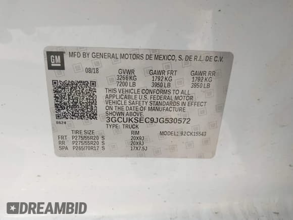 ✅ 2018 Chevrolet Silverado 1500 LTZ • VIN: 3GCUKSEC9JG530572 • Lot: 41796973. Wystawiony na IAAI z przebiegiem 117 842 mil. Bezpłatny archiwum sprzedaży aukcyjnych z USA i szczegółowy raport historii pojazdu na DreamBid. Zdjęcie 9.