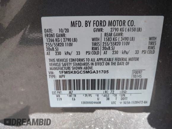 ✅ 2021 Ford Explorer ST • VIN: 1FM5K8GC5MGA31705 • Lot: 41290916. Wystawiony na IAAI z przebiegiem 56 185 mil. Bezpłatny archiwum sprzedaży aukcyjnych z USA i szczegółowy raport historii pojazdu na DreamBid. Zdjęcie 9.