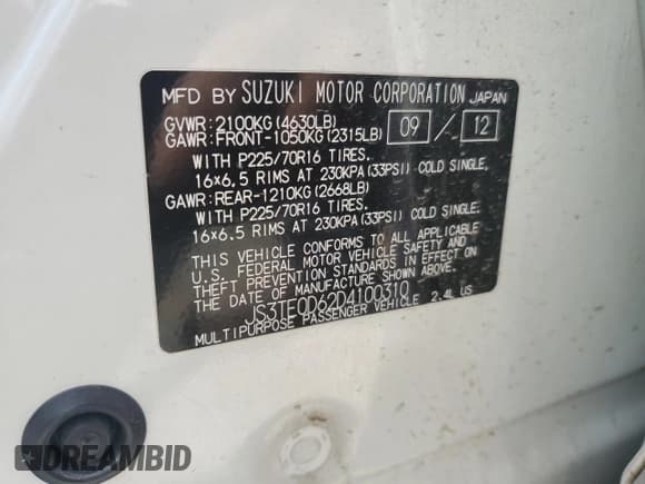 ✅ 2013 Suzuki Grand Vitara Premium • VIN: JS3TE0D62D4100310 • Lot: 54916065. Listed on Copart with 116,428 mi. Free auction sales archive from the USA and detailed vehicle history report at DreamBid. Image 13.