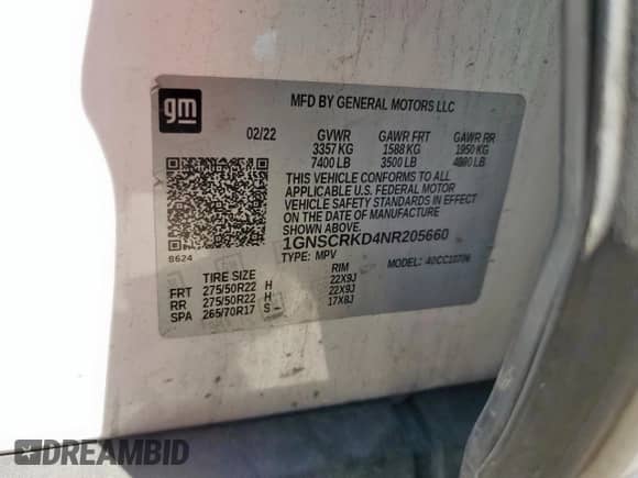 2022 Chevrolet Tahoe RST с VIN 1GNSCRKD4NR205660, выставлен на аукционе Copart как лот 71288995 с пробегом 145 818 миль миль и Чистый • Clean title. История ставок и продаж доступна на DreamBid. Изображение 14.