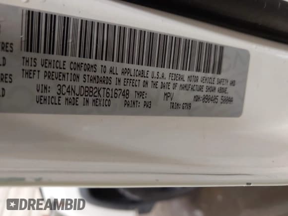 ✅ 2019 Jeep Compass Latitude • VIN: 3C4NJDBB2KT616748 • Lot: 43093628. Listed on IAAI with 87,538 mi. Free auction sales archive from the USA and detailed vehicle history report at DreamBid. Image 9.