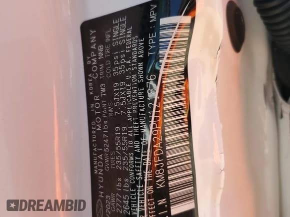 ✅ 2023 Hyundai Tucson Limited • VIN: KM8JFDA29PU121876 • Lot: 66048065. Wystawiony na Copart z przebiegiem 7 794 mil. Bezpłatny archiwum sprzedaży aukcyjnych z USA i szczegółowy raport historii pojazdu na DreamBid. Zdjęcie 14.