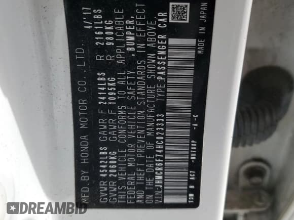 ✅ 2017 Honda Accord Touring • VIN: JHMCR6F74HC023333 • Лот: 81723915. Опубликован ранее на Copart с пробегом 82 943 миль. Бесплатный доступ к архиву аукционных продаж из США и подробный отчёт об истории автомобиля на DreamBid. Изображение 12.