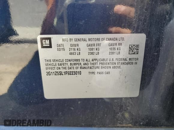 ✅ 2015 Chevrolet Impala LS • VIN: 2G11Z5SL1F9223010 • Лот: 56824954. Опубликован ранее на Copart с пробегом 127 596 миль. Бесплатный доступ к архиву аукционных продаж из США и подробный отчёт об истории автомобиля на DreamBid. Изображение 13.