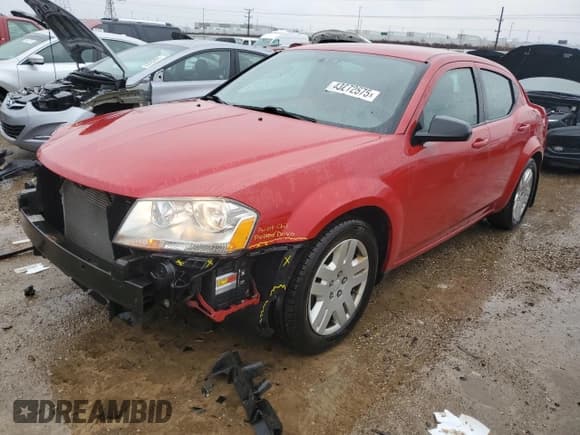 ✅ 2014 Dodge Avenger SE • VIN: 1C3CDZAB7EN173437 • Лот: 43272575. Опубликован ранее на Copart с пробегом 140 426 миль. Бесплатный доступ к архиву аукционных продаж из США и подробный отчёт об истории автомобиля на DreamBid. Изображение 1.