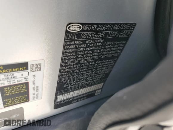 ✅ 2020 Land Rover Range Rover HSE • VIN: SALGS2RU1LA576147 • Лот: 64934375. Опубликован ранее на Copart с пробегом Не указан. Бесплатный доступ к архиву аукционных продаж из США и подробный отчёт об истории автомобиля на DreamBid. Изображение 13.