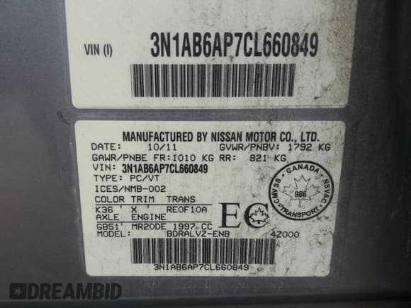 ✅ 2012 Nissan Sentra SL • VIN: 3N1AB6AP7CL660849 • Лот: 86682155. Опубликован ранее на Copart с пробегом 299 370 миль. Бесплатный доступ к архиву аукционных продаж из США и подробный отчёт об истории автомобиля на DreamBid. Изображение 12.