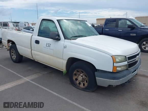 2007 Chevrolet Silverado 1500 Work Truck z VIN 3GCEC14X07G197980, wystawiony jako IAAI lot #43411931 z przebiegiem 85 505 mil mil oraz . Historia ofert i sprzedaży dostępna na DreamBid. Obrazek 1.