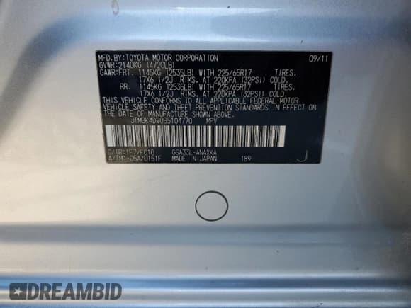 ✅ 2011 Toyota RAV4 • VIN: JTMBK4DV0B5104770 • Lot: 87073845. Wystawiony na Copart z przebiegiem Nie podano. Bezpłatny archiwum sprzedaży aukcyjnych z USA i szczegółowy raport historii pojazdu na DreamBid. Zdjęcie 13.