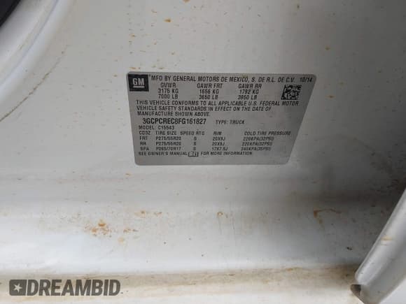 ✅ 2015 Chevrolet Silverado 1500 LT • VIN: 3GCPCREC8FG161827 • Lot: 42363332. Listed on IAAI with 132,854 mi. Free auction sales archive from the USA and detailed vehicle history report at DreamBid. Image 9.