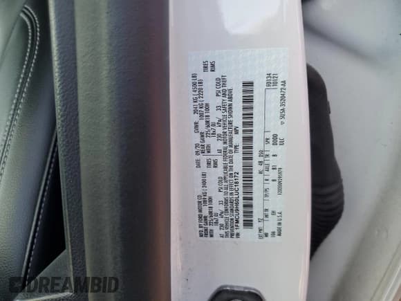 ✅ 2020 Ford Escape SEL • VIN: 1FMCU9H60LUC18172 • Lot: 80089065. Listed on Copart with 34,858 mi. Free auction sales archive from the USA and detailed vehicle history report at DreamBid. Image 13.