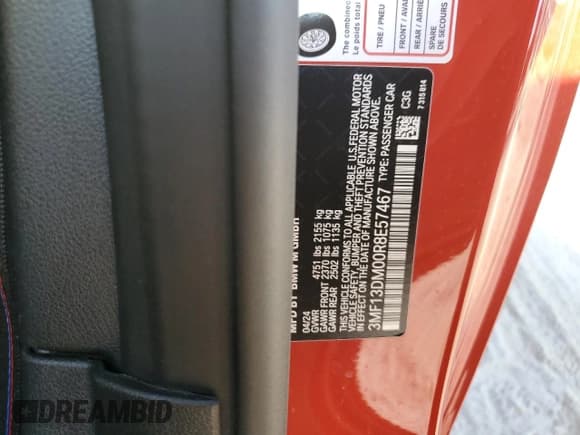 ✅ 2024 BMW M2 • VIN: 3MF13DM00R8E57467 • Lot: 73531214. Listed on Copart with 1,481 mi. Free auction sales archive from the USA and detailed vehicle history report at DreamBid. Image 15.