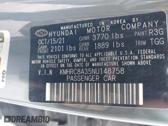 ✅ 2022 Hyundai Venue SEL • VIN: KMHRC8A35NU148758 • Lot: 41796339. Listed on IAAI with 28,785 mi. Free auction sales archive from the USA and detailed vehicle history report at DreamBid. Image 9.