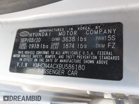 ✅ 2011 Hyundai Accent GLS • VIN: KMHCN4ACXBU586180 • Лот: 41841046. Опубликован ранее на IAAI с пробегом 97 232 миль. Бесплатный доступ к архиву аукционных продаж из США и подробный отчёт об истории автомобиля на DreamBid. Изображение 9.