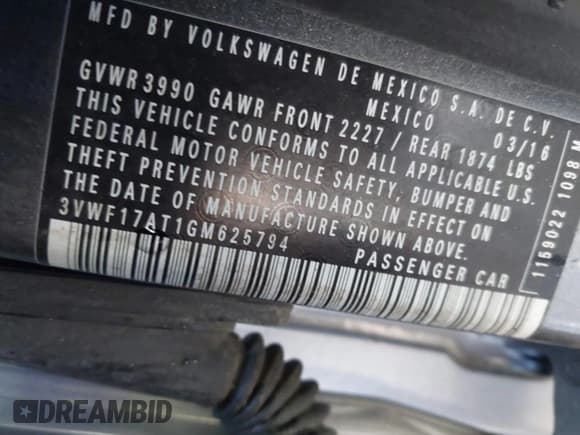 ✅ 2016 Volkswagen Beetle Fleet Edition • VIN: 3VWF17AT1GM625794 • Lot: 43520915. Listed on IAAI with Not provided. Free auction sales archive from the USA and detailed vehicle history report at DreamBid. Image 9.