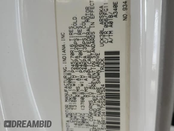 ✅ 2002 Toyota Tundra SR5 • VIN: 5TBRT34172S257524 • Lot: 82740315. Listed on Copart with 186,498 mi. Free auction sales archive from the USA and detailed vehicle history report at DreamBid. Image 12.