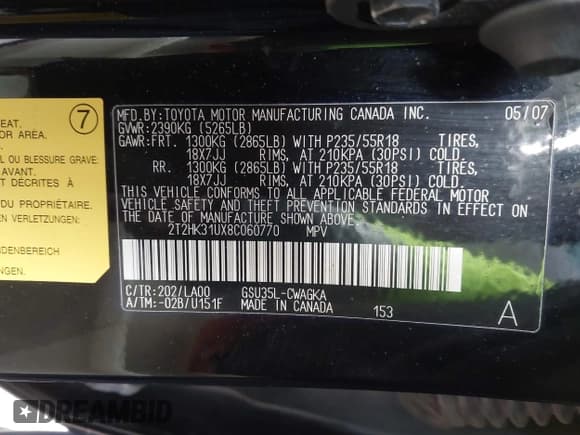 ✅ 2008 Lexus RX 350 • VIN: 2T2HK31UX8C060770 • Lot: 43819659. Listed on IAAI with 225,444 mi. Free auction sales archive from the USA and detailed vehicle history report at DreamBid. Image 9.