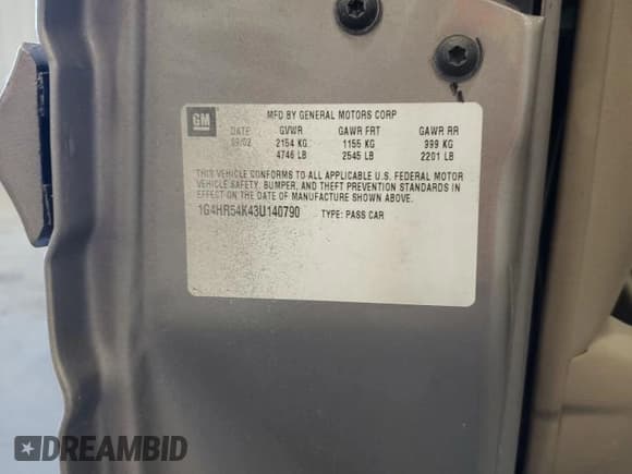 ✅ 2003 Buick LeSabre Limited • VIN: 1G4HR54K43U140790 • Lot: 86530495. Wystawiony na Copart z przebiegiem 202 988 mil. Bezpłatny archiwum sprzedaży aukcyjnych z USA i szczegółowy raport historii pojazdu na DreamBid. Zdjęcie 12.