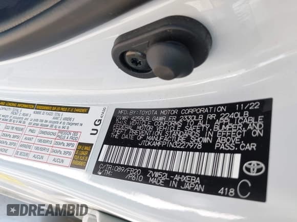 ✅ 2022 Toyota Prius LE • VIN: JTDKAMFP1N3227978 • Lot: 43046032. Wystawiony na IAAI z przebiegiem 5 113 mil. Bezpłatny archiwum sprzedaży aukcyjnych z USA i szczegółowy raport historii pojazdu na DreamBid. Zdjęcie 9.