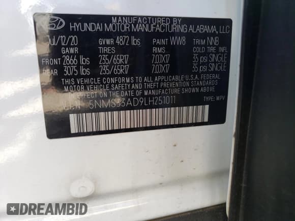 ✅ 2020 Hyundai Santa Fe SEL • VIN: 5NMS33AD9LH251011 • Lot: 71389063. Wystawiony na Copart z przebiegiem 37 625 mil. Bezpłatny archiwum sprzedaży aukcyjnych z USA i szczegółowy raport historii pojazdu na DreamBid. Zdjęcie 13.