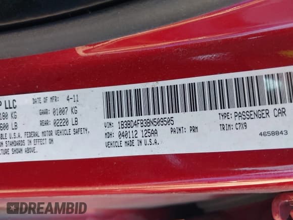 ✅ 2011 Dodge Avenger Express • VIN: 1B3BD4FB3BN509505 • Lot: 43006186. Listed on IAAI with 119,158 mi. Free auction sales archive from the USA and detailed vehicle history report at DreamBid. Image 9.